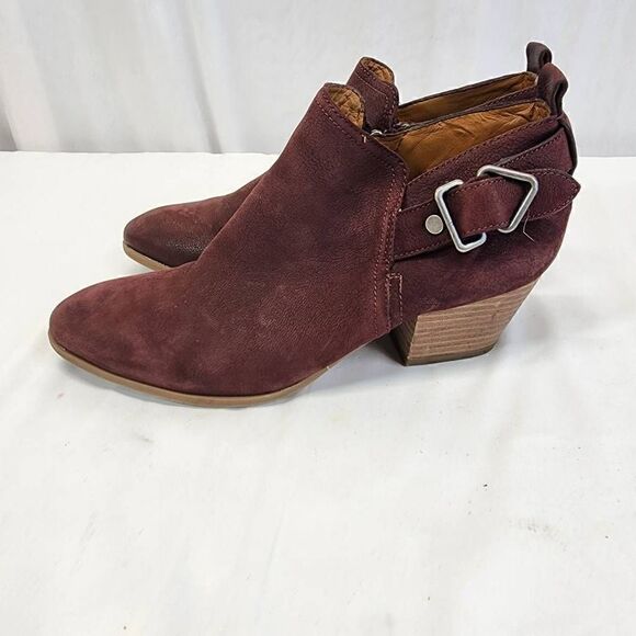 Franco Sarto Boots Garfield Ankle Booties Red Burgundy Block Heels Size 7.5 - Picture 4 of 9